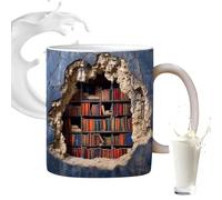 Taza de lectura de cerámica - 350 ml de libro de libro, taza de café bibliotecario | Taza de té de humor literario, tazas con estampado de estantes vintage, lectores únicos del lector de escritorio