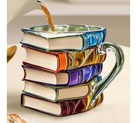Taza de libro 3D, creativa, apilable, con forma de libros, decoración divertida, vintage, decoración del hogar, accesorios de escritorio, taza de agua para leche, té, jugo, bebida (B)