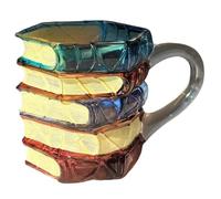 Taza de libro 3D - Vasos novedosos pintados de vidrio | Taza de café temática literaria | para mujeres lectoras disfrutando del té de la mañana, leche, agua en la biblioteca en casa, escritorio de