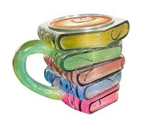 Taza de libro con forma de libro, hecha a mano, multicolor, taza de café, de gran capacidad, ideal para bebidas con leche y capuchino