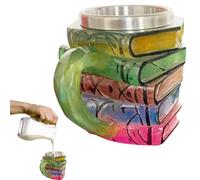 Taza de libro con forma de libro, hecha a mano, multicolor, taza de café, de gran capacidad, ideal para bebidas con leche y capuchino