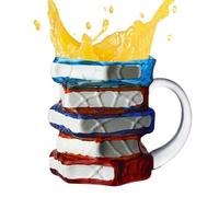 Taza de libro pintada,Taza de biblioteca de libros apilados | para bebidas calientes y frías, idea de regalo para lectores, autores, amantes de los libros, familia, amigos, mujeres, hombres