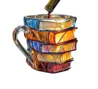 Taza de libro pintada, taza de café creativa con libros pintados en 3D, taza de café hecha a mano de resina de colores, taza de café con forma de libro de acrílico colorido para lectores