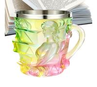Taza De Libro: Taza Apilada De Libros, Tazas De Café Con Forma De Libro, De Diseño Femenino Novedoso De 50 Ml, De Pintadas A Mano En 3D Con Asa Para Mujeres, Escritoras, Lectoras, A