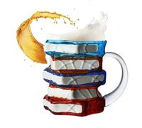 Taza de libro, taza de café de vidrio pintada con libros de biblioteca, duradera para bebidas calientes y frías, idea de regalo para lectores, autores, amantes de los libros, familia, amigos, mujeres