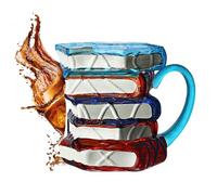 Taza De Libros - Novedad 3D Pintado Books Coffee Mugs | Libros De Vidrio Stack Coffee Caile Collection | Lindos Artículos De Brews Holder Para Escritores Maestros Amigos Familia Literatura Aman