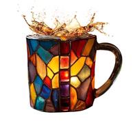 Taza de libros pintados de vidrieras, taza de libro con asa, tazas de café pintadas 3D novedosas, regalo de libros para lectores bibliotecarios