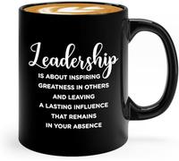 Taza de liderazgo El liderazgo es acerca de inspirar a un líder de equipo Regalo corporativo Tazas de café Taza de café novedosa Taza de té de cerámica con impresión de doble cara para mamá Papá Amigo