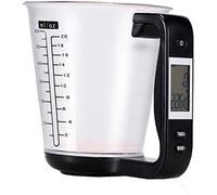 Taza de medición Báscula de cocina Digital Beaker Libra Báscula de herramientas electrónicas con pantalla LCD de temperatura y peso (negro)