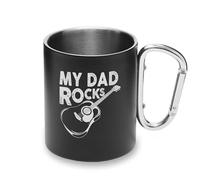 Taza de metal con asa de mosquetón, diseño de guitarra My Dad Rocks