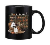Taza de miedo, taza de calabaza, caldero mágico, amplia gama de usos, taza de cerámica negra de de 400 ml para bebidas calientes, taza de té de Halloween, uso de viaje, temporada de otoño