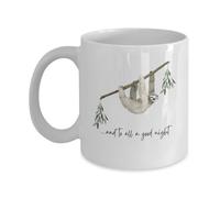 Taza de Navidad con texto en inglés "And To All A Good Night", taza de perezoso durmiente, relleno de calcetín de Navidad, bonito regalo de perezoso