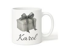 Taza de Navidad personalizada con nombre, taza de café personalizada para familiares y amigos, taza de regalo festiva "Merry Christmas", 330 ml (regalo)