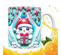 Taza de Navidad, taza de café - Gato de Navidad bebiendo tazas de café - Taza de café de vacaciones de cerámica, tazas de café sombrero de Navidad 350 ml para la familia, los amigos, los co