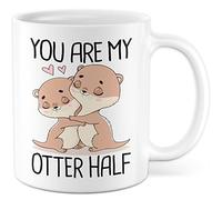 Taza de nutria dulce amor taza de café para pareja, regalo novia, idea de regalo para novio, taza de café, taza de café con texto "Love" relationship Matrimonio gracioso humor broma (blanco/blanco)