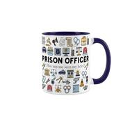 Taza de oficial de prisión, regalo novedoso con temática de seguridad para presos, té y café, bebidas calientes, taza de cerámica azul marino