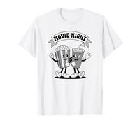 Taza de Palomitas de maíz y refrescos de Dibujos Animados Vintage de Noche de películas Camiseta