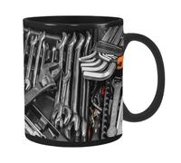 Taza de papá con asa, si papá no puede arreglarlo taza de café para padre hombres regalo de cumpleaños Navidad Día del Padre Taza de café mecánica, negro