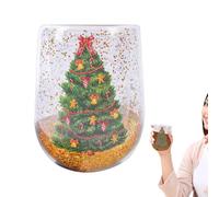 Taza de para árbol de Navidad, taza de de Navidad, vasos portátiles de doble pared, vasos de vidrio aislados, tazas de café reutilizables de Navidad, vasos de leche para niños, para