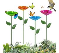 Taza de para decoración de jardín de flores de metal | Estación de riego de abejas de 4 piezas para patio interior y exterior, patio, césped, entrada, balcón, alimentación