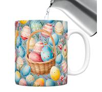 Taza de Pascua de 350 ml - Colorida taza de té para días festivos - y diseño de huevo con mango cómodo, divertido vaso para beber para niños, vasos de bebidas para de primavera | Los amantes