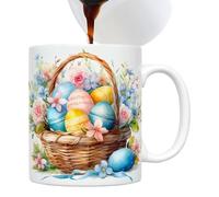 Taza de Pascua de 350 ml - Colorida taza de té para días festivos - y diseño de huevo con mango cómodo, divertido vaso para beber para niños, vasos de bebidas para de primavera | Los amantes