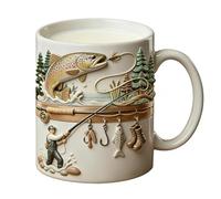 Taza de pesca de cerámica, diseño de peces, 350 ml, taza de café original, acabado de material de alta calidad, permite un uso agradable de la bebida regular, accesorio decorativo de ocio