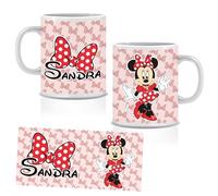 Taza de plástico personalizada. Ideal para el colegio y la guardería. VUELA AL COLE. Regalos Personalizados. Diferentes Modelos a Elegir (Minnie roja)