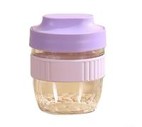 Taza de plástico reutilizable para frutas para el desayuno, preparación de ensalada con tapa, cierre hermético con cuchara, apto para lavavajillas, microondas, diseño compacto de transporte (morado)