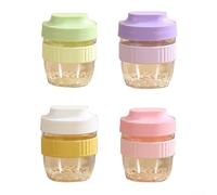 Taza de plástico reutilizable para frutas para el desayuno, preparación de ensalada con tapa, cierre hermético con cuchara, apto para lavavajillas, microondas, diseño compacto de transporte (rosa)