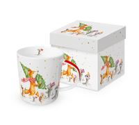 Taza de porcelana con diseño de animales en caminata navideña, 0,4 x 10,5 cm