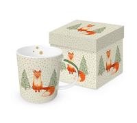 Taza de porcelana con diseño de zorro en árboles verdes, 0,4 x 10,5 cm