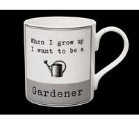 Taza de porcelana con texto en inglés"When I Grow up I want to be a GARDENER Decorada en Stoke on Trent, Inglaterra