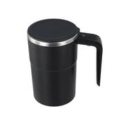 Taza de proteína de café autoagitable, color blanco, 380 ml, polipropileno maniobrable para batidos de café eléctricos, mezclador recargable con batería USB-C de 155 mAh, acero inoxidable 304 (negro)