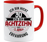 Taza de regalo de 30 cumpleaños con texto en alemán | Ich Bin Nicht 30 Ich bin 18 con 12 años de experiencia, ideas de regalo de cumpleaños | regalos para papá | taza de abuelo | ideas de regalo