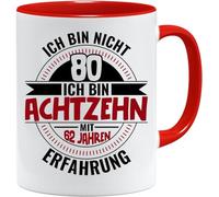 Taza de regalo de 80 cumpleaños con texto en alemán | Ich Bin Nicht 80 Ich bin 18 con 62 años de experiencia, ideas de regalo de cumpleaños | Regalos para papá | Taza de abuelo | Ideas de regalo