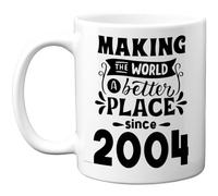 Taza de regalo de cumpleaños número 21 para hombres y mujeres - Making the World a Better Place Since 2004 - Regalos de feliz cumpleaños 21 para abuelo, abuela, abuela, Nan, retro, Back In 2004 Age
