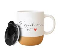 Taza de regalo de educadora con corazón, idea de regalo para educadora, cumpleaños o Navidad, regalo de despedida para educador para el jardín de infantes, materna del día Kita, 375 ml, cerámica