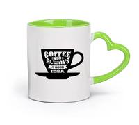 Taza de regalo original Cita de cocina: El café siempre es una buena idea （11oz/320ml） Para café, sopa, té, leche, latte, chocolate caliente, para mujeres y hombres Verde