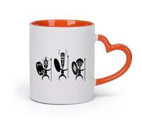 Taza de regalo original Dibujo plano de tribu étnica antigua tribu africana （11oz/320ml） Para café, sopa, té, leche, latte, chocolate caliente, para mujeres y hombres Naranja