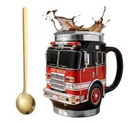 Taza de rescate contra incendios: para los más valientes entre nosotros, vaso de acero inoxidable con diseño de camión de bomberos 3D, taza aislada de doble pared para bebidas frías y calientes (A1)