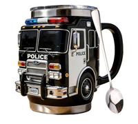 Taza de rescate de bomberos, para los más valientes entre nosotros, taza de café hecha a mano con camión de bomberos, taza de café de bomberos, vaso duradero para bebidas frías y calientes, única para