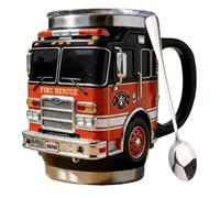 Taza de rescate de bomberos, para los más valientes entre nosotros, taza de café hecha a mano con camión de bomberos, taza de café de bomberos, vaso duradero para bebidas frías y calientes, única para