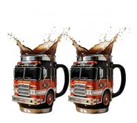 Taza de rescate de bomberos - para los más valientes entre nosotros, taza de café hecha a mano con diseño de coche de rescate de bomberos, taza de café de camión de bomberos de doble pared, vaso