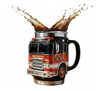 Taza de rescate de bomberos - para los más valientes entre nosotros, taza de café hecha a mano con diseño de coche de rescate de bomberos, taza de café de camión de bomberos de doble pared, vaso
