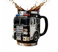 Taza de rescate de bomberos - para los más valientes entre nosotros, taza de café hecha a mano con diseño de coche de rescate de bomberos, taza de café de camión de bomberos de doble pared, vaso