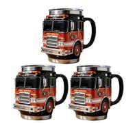 Taza de rescate de bomberos, para The Bravest Among Us, divertidas tazas de café de acero inoxidable 304 para hombres, taza de café hecha a mano, única para bomberos, amantes del café (3 piezas)