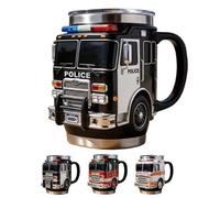 Taza de rescate de bomberos, para The Bravest Among Us, taza de café de camión de bomberos 3D de doble pared, vaso aislado de acero inoxidable, tazas de café hechas a mano, regalo único de bombero