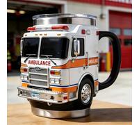 Taza de rescate de bomberos, para The Bravest Among Us, taza de café de camión de bomberos 3D, vaso aislado de acero inoxidable de doble pared para estación de bomberos, regalo de trabajo, amantes del