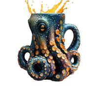 Taza de resina con diseño de pulpo Oceans Creature para amantes del mar, taza de café con estatua de pulpo 3D, vasos de resina para capuchino, latte, leche, sopa, agua, , cerveza, vino, whisky